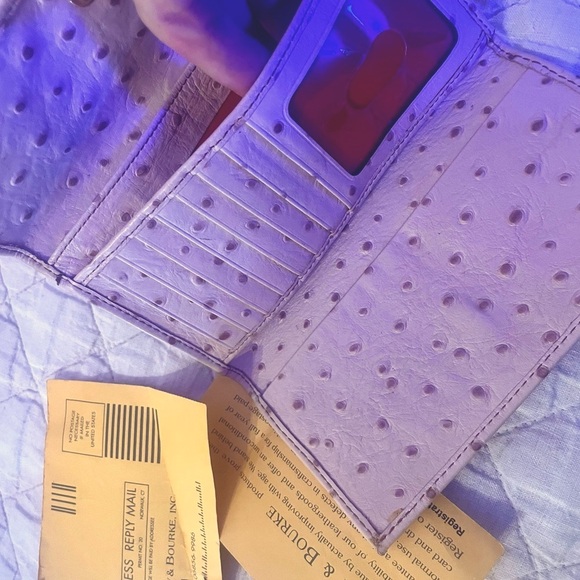 Dooney & Bourke leather snap fold ostrich Pink wallet Clutch purse - Picture 4 of 12